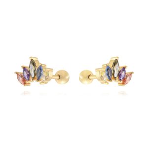 PIERCINGS AN ENTRE JOYAS DORADOS CORONA PLATA BRILLANTES DE COLORES