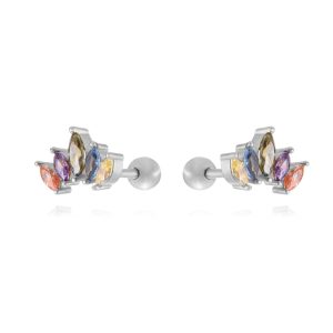 PIERCINGS AN ENTRE JOYAS PLATEADO CORONA PLATA BRILLANTES DE COLORES