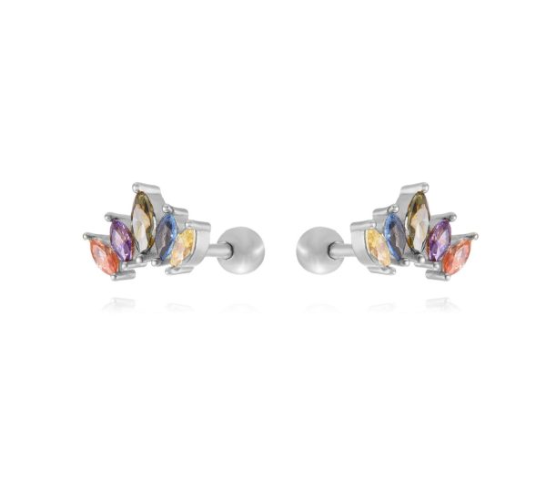 PIERCINGS AN ENTRE JOYAS PLATEADO CORONA PLATA BRILLANTES DE COLORES